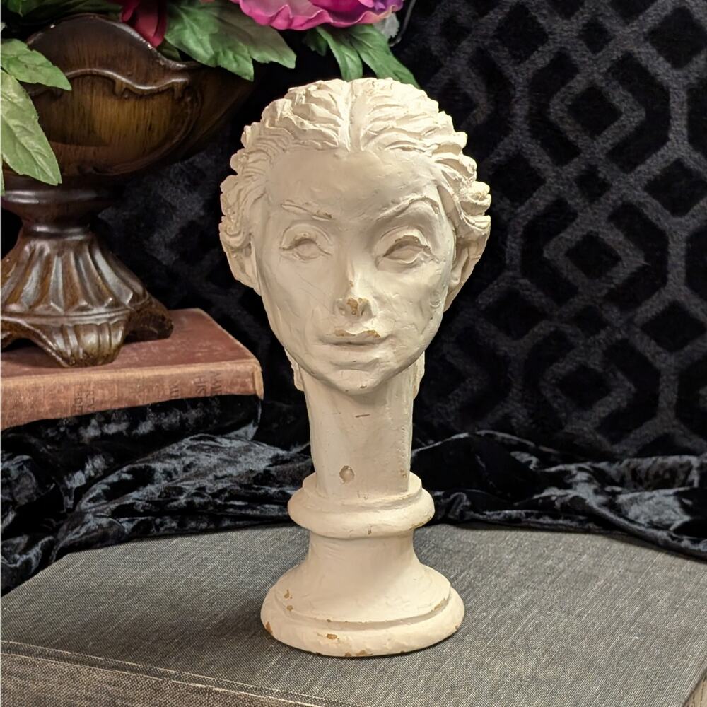Vintage Fred Press Signed Goddess Circe Plaster Bust MCM Myths Zodiac Series